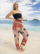 Unisex Harem Yoga Hippie Boho Pants Blue And Red Print