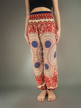 Unisex Harem Yoga Hippie Boho Pants Blue And Red Print