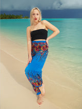 Unisex Harem Yoga Hippie Boho Pants Blue And Red Floral Print