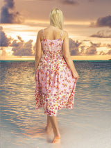 Bohemian Gypsy Hippy Cotton Light Weight Long Dress Pink Floral