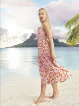 Bohemian Gypsy Hippy Cotton Light Weight Long Dress Pink Floral