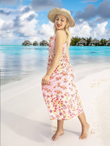 Bohemian Gypsy Hippy Cotton Light Weight Long Dress Pink Floral