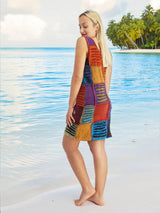 Handmade Patchwork Boho Dress 100% Pre-Washed Cotton Blue Multi Color