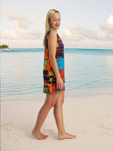 Handmade Patchwork Tie Dye Boho Dress 100% Pre-Washed Cotton Multi Color