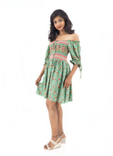 Bohemian Gypsy Hippy Rayon Light Weight Short Dress Green S-M-L