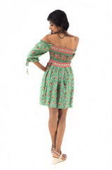 Bohemian Gypsy Hippy Rayon Light Weight Short Dress Green S-M-L