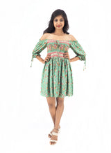 Bohemian Gypsy Hippy Rayon Light Weight Short Dress Green S-M-L