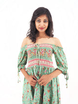 Bohemian Gypsy Hippy Rayon Light Weight Short Dress Green S-M-L