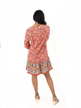 Bohemian Gypsy Hippy Rayon Light Weight Short Dress Green Floral S-M-L