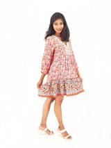 Bohemian Gypsy Hippy Rayon Light Weight Short Dress Green Floral S-M-L