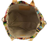 Tapestry Handbag Leather Handles & Shoulder Strap