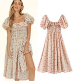 Bohemian Gypsy Hippy Rayon Light Weight Short Dress Cream Floral S-M-L