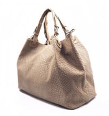 Beige Leather Large Handbag