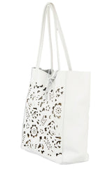 Tan Genuine Leather Handbag Shopping Bag Handmade In Italy