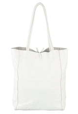 Tan Genuine Leather Handbag Shopping Bag Handmade In Italy