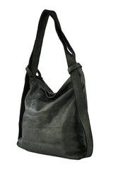 Black Super Soft Calf Washed Leather Handbag