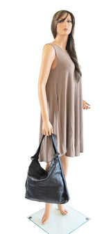 Black Super Soft Calf Washed Leather Handbag