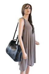 Large Black Leather Handbag