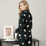 Sleep Wear 100% Soft Cotton Dark Green Cat Print Lounge wear M L XL XXL