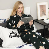 Sleep Wear 100% Soft Cotton Dark Green Cat Print Lounge wear M L XL XXL