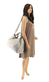 Cream Leather Large Handbag