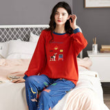 Sleep Wear 100% Soft Cotton Pajama Set Lounge Wear M L XL 2XL 3XL Long Sleeves