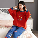 Sleep Wear 100% Soft Cotton Pajama Set Lounge Wear M L XL 2XL 3XL Long Sleeves