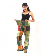 Handmade Casual Boho Cotton Patch Work Pants Size S-M-L-XL
