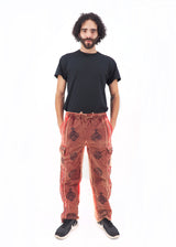 Unisex Handmade Casual Boho Medium Brown Cotton Patch Work Pants Size S-M-L-XL