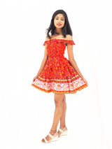 Bohemian Gypsy Hippy Rayon Light Weight Short Dress Smocked Top Red S-M