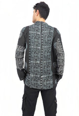 Men's Handmade Casual Boho Hippie Cotton Shirt Size S-M-L-XL Black