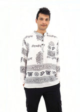 a man standing in front of a white background