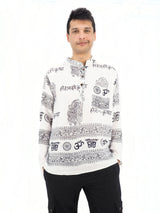 a man standing in front of a white background