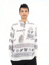 a man standing in front of a white background