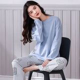 Sleep Wear 100% Soft Cotton Pajama Set Lounge wear M L XL 2XL 3XL Long Sleeves