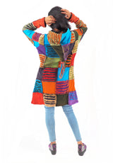 Handmade Patchwork Boho Hoodie 100% Pre-Washed Cotton Blue Purple Tones S-M-L-XL
