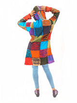 Handmade Patchwork Boho Hoodie 100% Pre-Washed Cotton Blue Purple Tones S-M-L-XL