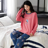 Sleep Wear 100% Soft Cotton Pajama Set Lounge Wear M L XL 2XL 3XL Long Sleeves