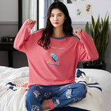 Sleep Wear 100% Soft Cotton Pajama Set Lounge Wear M L XL 2XL 3XL Long Sleeves