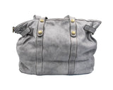 Woven Grey Super Soft Washed Calf Leather Handbag