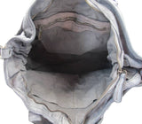 Woven Grey Super Soft Washed Calf Leather Handbag