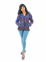 Handmade Patchwork Boho Hoodie 100% Pre-Washed Cotton Purple Tones S-M-L-XL