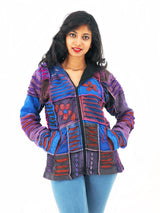 Handmade Patchwork Boho Hoodie 100% Pre-Washed Cotton Purple Tones S-M-L-XL