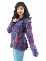 Handmade Patchwork Boho Hoodie 100% Pre-Washed Cotton Purple Tones S-M-L-XL