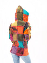 Handmade Patchwork Boho Hoodie 100% Pre-Washed Cotton Magenta Tones S-M-L-XL