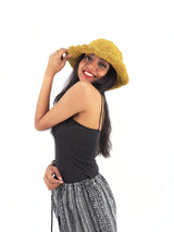 Handmade Crochet Boho Hippie Hemp Cotton Sun Hat