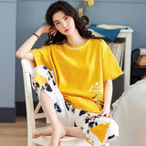 Sleep Wear 100% Soft Cotton Black & Yellow Pajama Set Lounge wear M L XL XXL 3XL