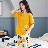 Sleep Wear 100% Soft Cotton Black & Yellow Pajama Set Lounge wear M L XL XXL 3XL