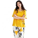 Sleep Wear 100% Soft Cotton Black & Yellow Pajama Set Lounge wear M L XL XXL 3XL
