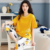 Sleep Wear 100% Soft Cotton Black & Yellow Pajama Set Lounge wear M L XL XXL 3XL